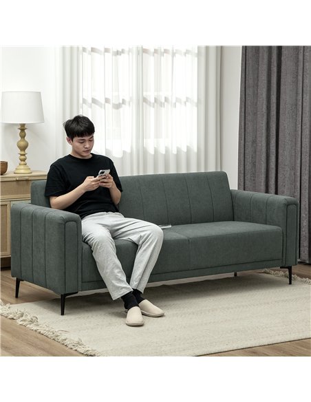 HOMCOM Three-Seater Relaxed Modern Sofa - Grey - pic 126904 | FastDaddyshop
