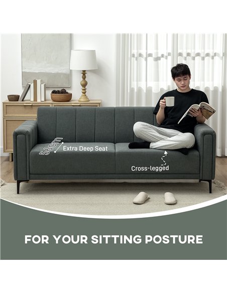 HOMCOM Three-Seater Relaxed Modern Sofa - Grey - pic 126907 | FastDaddyshop