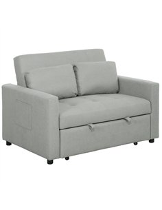 HOMCOM Velvet-Feel Two-Seater Sofa Bed - Light Grey