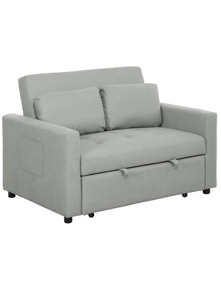 HOMCOM Velvet-Feel Two-Seater Sofa Bed - Light Grey - pic 126921 | FastDaddyshop