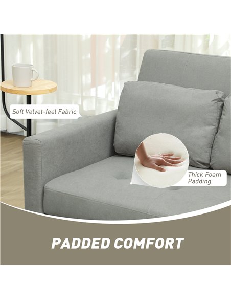 HOMCOM Velvet-Feel Two-Seater Sofa Bed - Light Grey - pic 126926 | FastDaddyshop