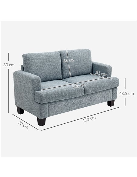 HOMCOM 2 Seater Sofa, 138 cm Loveseat Sofa with Removable Back Cushions, Chenille Fabric Small Couch Settee with S-springs for L - pic 126932 | FastDaddyshop