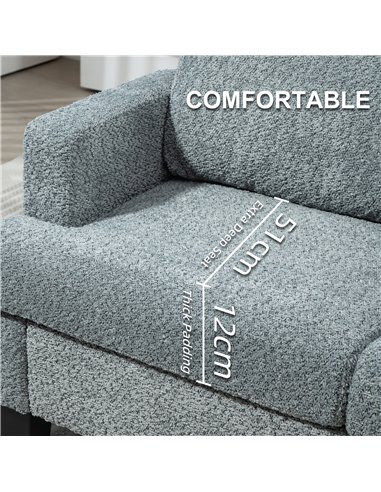 HOMCOM 2 Seater Sofa, 138 cm Loveseat Sofa with Removable Back Cushions, Chenille Fabric Small Couch Settee with S-springs for L