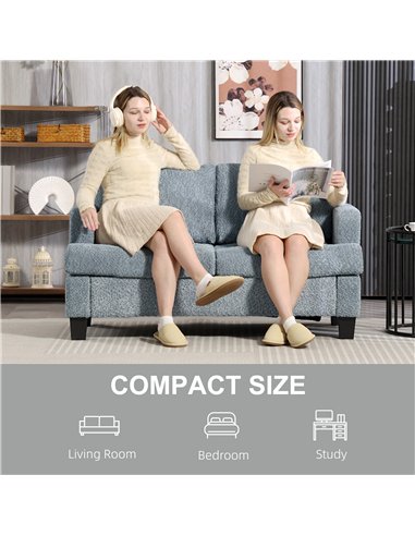 HOMCOM 2 Seater Sofa, 138 cm Loveseat Sofa with Removable Back Cushions, Chenille Fabric Small Couch Settee with S-springs for L