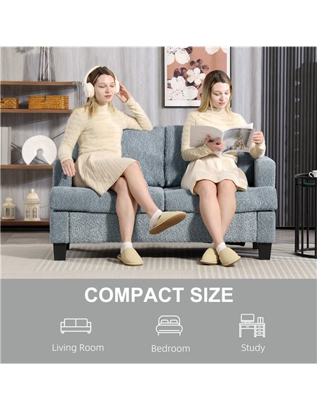 HOMCOM 2 Seater Sofa, 138 cm Loveseat Sofa with Removable Back Cushions, Chenille Fabric Small Couch Settee with S-springs for L - pic 126935 | FastDaddyshop