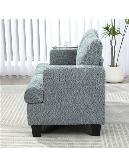 HOMCOM 2 Seater Sofa, 138 cm Loveseat Sofa with Removable Back Cushions, Chenille Fabric Small Couch Settee with S-springs for L - pic 126936 | FastDaddyshop