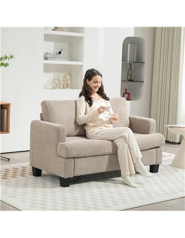 HOMCOM 2 Seater Sofa, 138 cm Loveseat Sofa with Removable Back Cushions, Chenille Fabric Small Couch Settee with S-springs for L