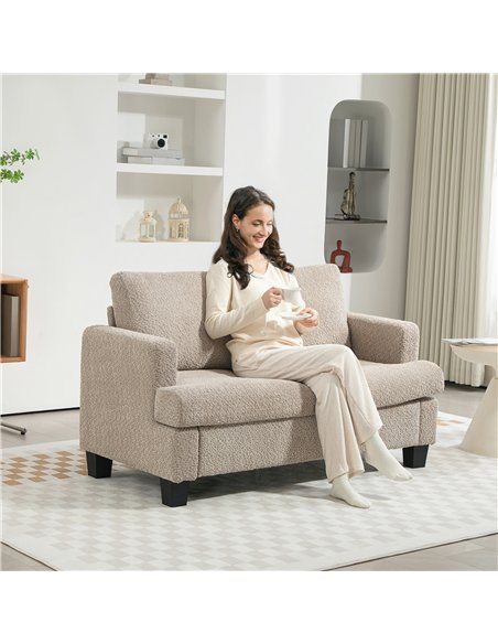 HOMCOM 2 Seater Sofa, 138 cm Loveseat Sofa with Removable Back Cushions, Chenille Fabric Small Couch Settee with S-springs for L - pic 126940 | FastDaddyshop