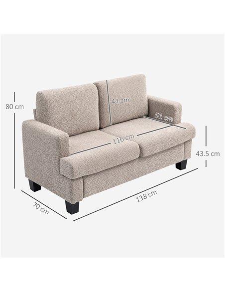 HOMCOM 2 Seater Sofa, 138 cm Loveseat Sofa with Removable Back Cushions, Chenille Fabric Small Couch Settee with S-springs for L - pic 126941 | FastDaddyshop