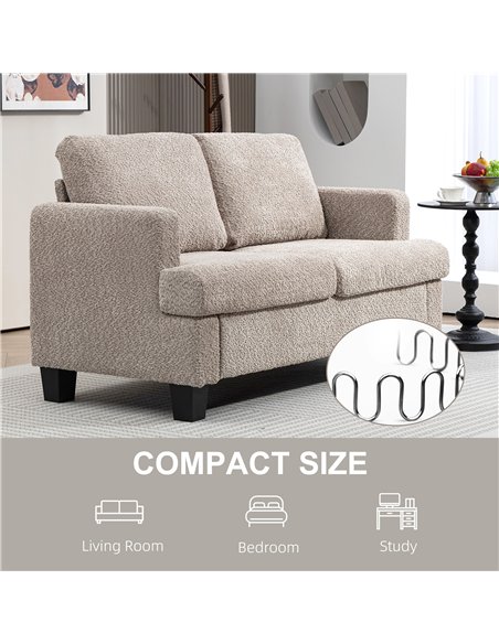 HOMCOM 2 Seater Sofa, 138 cm Loveseat Sofa with Removable Back Cushions, Chenille Fabric Small Couch Settee with S-springs for L - pic 126944 | FastDaddyshop