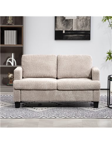 HOMCOM 2 Seater Sofa, 138 cm Loveseat Sofa with Removable Back Cushions, Chenille Fabric Small Couch Settee with S-springs for L