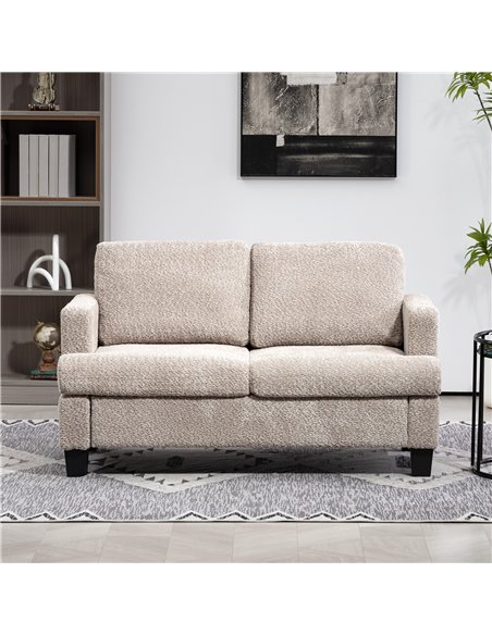 HOMCOM 2 Seater Sofa, 138 cm Loveseat Sofa with Removable Back Cushions, Chenille Fabric Small Couch Settee with S-springs for L - pic 126945 | FastDaddyshop