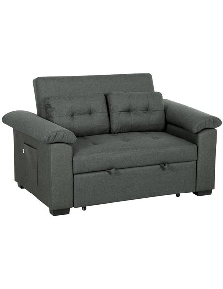 HOMCOM Pull Out Sofa Bed, Fabric 2 Seater Click Clack Sofa Bed Settee, Convertible Sofa Couch with 2 Pillows and Side Pockets fo - pic 126948 | FastDaddyshop