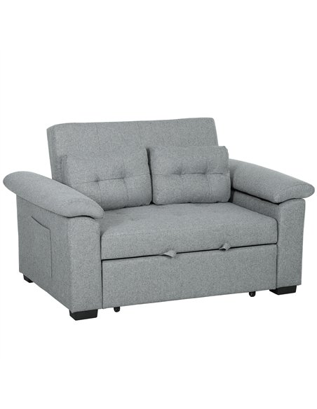 HOMCOM Pull Out Sofa Bed, Fabric 2 Seater Click Clack Sofa Bed Settee, Convertible Sofa Couch with 2 Pillows and Side Pockets fo - pic 126957 | FastDaddyshop