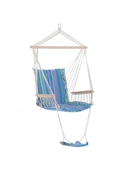 Outsunny Outdoor Hammock, Hanging Rope Chair with Footrest and Armrest, Blue - pic 12696 | FastDaddyshop