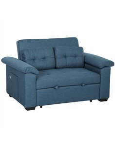 HOMCOM Pull Out Sofa Bed, Fabric 2 Seater Click Clack Sofa Bed Settee, Convertible Sofa Couch with 2 Pillows and Side Pockets fo
