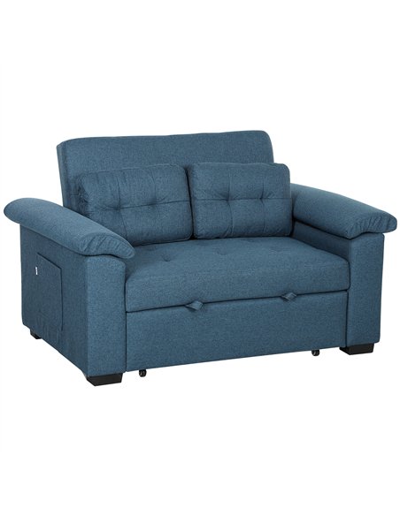 HOMCOM Pull Out Sofa Bed, Fabric 2 Seater Click Clack Sofa Bed Settee, Convertible Sofa Couch with 2 Pillows and Side Pockets fo - pic 126966 | FastDaddyshop