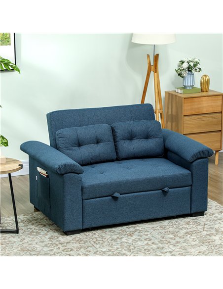 HOMCOM Pull Out Sofa Bed, Fabric 2 Seater Click Clack Sofa Bed Settee, Convertible Sofa Couch with 2 Pillows and Side Pockets fo - pic 126967 | FastDaddyshop