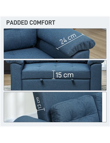 HOMCOM Pull Out Sofa Bed, Fabric 2 Seater Click Clack Sofa Bed Settee, Convertible Sofa Couch with 2 Pillows and Side Pockets fo
