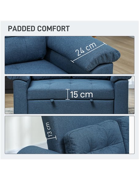 HOMCOM Pull Out Sofa Bed, Fabric 2 Seater Click Clack Sofa Bed Settee, Convertible Sofa Couch with 2 Pillows and Side Pockets fo - pic 126972 | FastDaddyshop