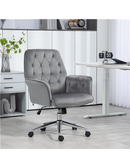 Vinsetto Linen Computer Chair with Armrest, Modern Swivel Chair with Adjustable Height, Dark Grey - pic 126976 | FastDaddyshop