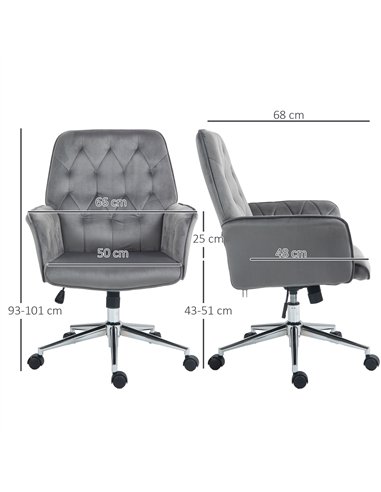 Vinsetto Linen Computer Chair with Armrest, Modern Swivel Chair with Adjustable Height, Dark Grey