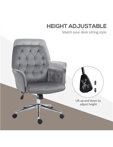 Vinsetto Linen Computer Chair with Armrest, Modern Swivel Chair with Adjustable Height, Dark Grey