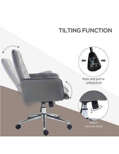 Vinsetto Linen Computer Chair with Armrest, Modern Swivel Chair with Adjustable Height, Dark Grey