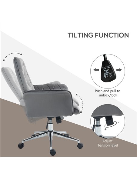 Vinsetto Linen Computer Chair with Armrest, Modern Swivel Chair with Adjustable Height, Dark Grey - pic 126979 | FastDaddyshop