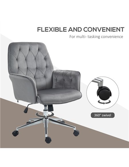 Vinsetto Linen Computer Chair with Armrest, Modern Swivel Chair with Adjustable Height, Dark Grey - pic 126980 | FastDaddyshop