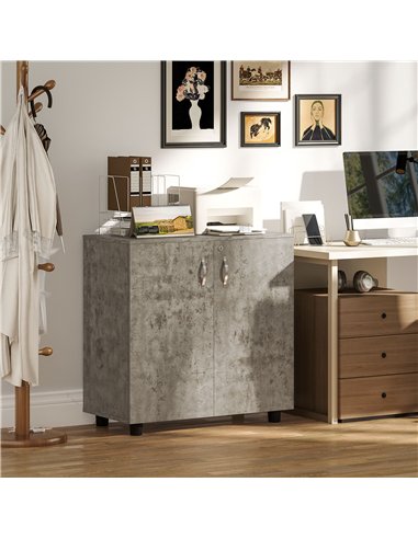 Vinsetto Two-Tier Locking Office Storage Cabinet - Grey