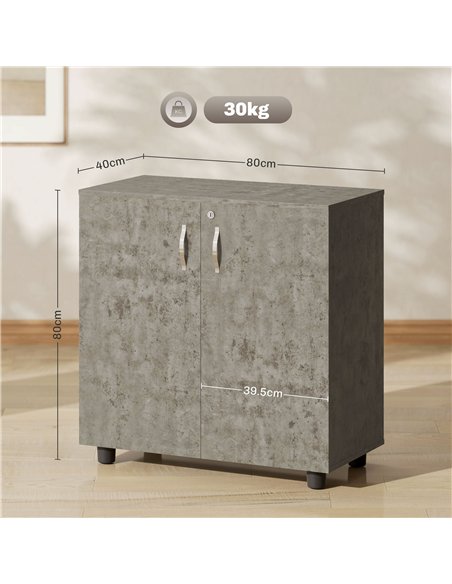 Vinsetto Two-Tier Locking Office Storage Cabinet - Grey - pic 126986 | FastDaddyshop