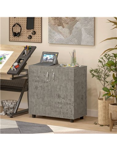 Vinsetto Two-Tier Locking Office Storage Cabinet - Grey