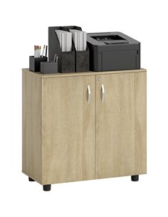 Vinsetto Two-Tier Locking Office Storage Cabinet - Oak