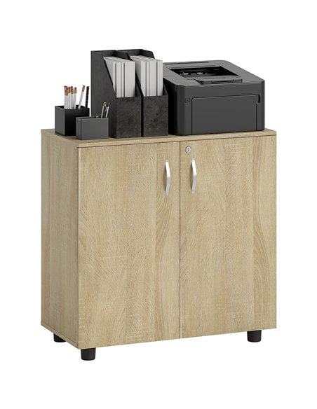 Vinsetto Two-Tier Locking Office Storage Cabinet - Oak - pic 126993 | FastDaddyshop