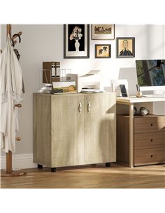 Vinsetto Two-Tier Locking Office Storage Cabinet - Oak 2