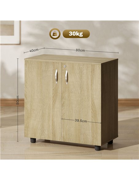 Vinsetto Two-Tier Locking Office Storage Cabinet - Oak - pic 126995 | FastDaddyshop