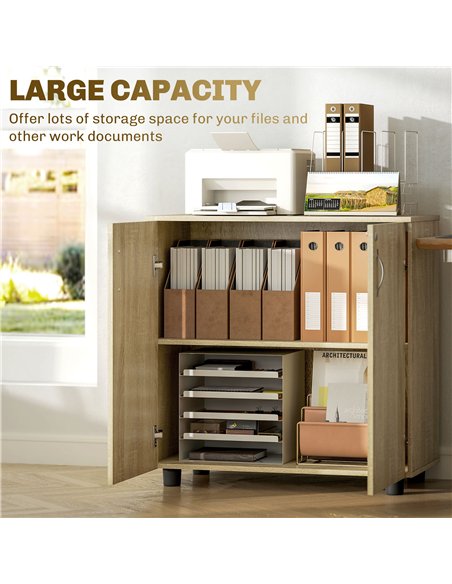 Vinsetto Two-Tier Locking Office Storage Cabinet - Oak - pic 126996 | FastDaddyshop