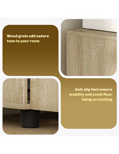Vinsetto Two-Tier Locking Office Storage Cabinet - Oak