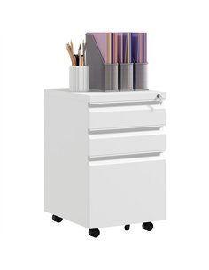 Vinsetto 3-Drawer Mobile Filing Cabinet with Pencil Tray, Steel Lockable Under Desk Drawers for Letter, A4 and Legal Size, Pre-A