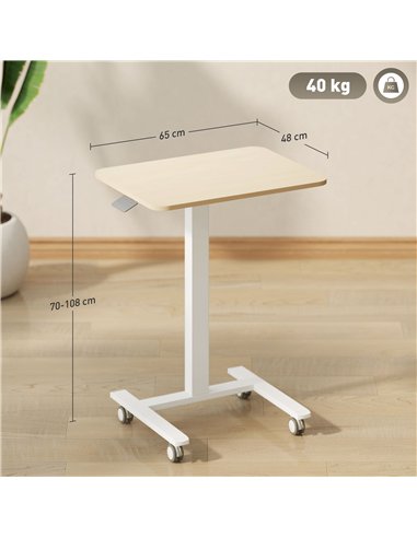 Vinsetto 68-108cm Height Adjustable Work Desk - Wood-Effect/White