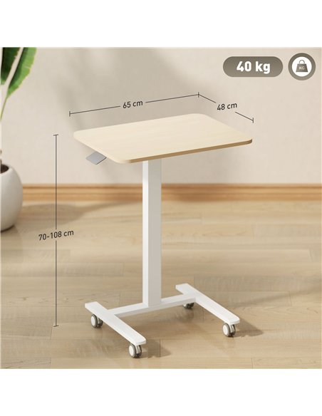 Vinsetto 68-108cm Height Adjustable Work Desk - Wood-Effect/White - pic 127013 | FastDaddyshop
