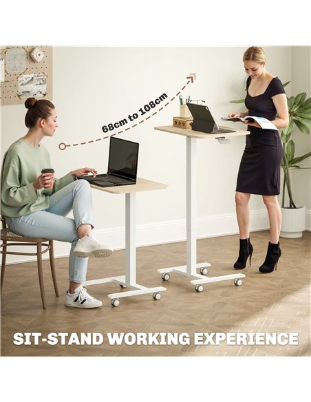 Vinsetto 68-108cm Height Adjustable Work Desk - Wood-Effect/White - pic 127014 | FastDaddyshop