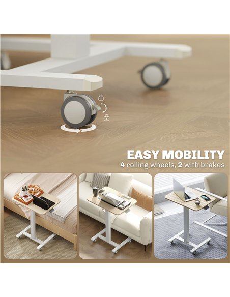 Vinsetto 68-108cm Height Adjustable Work Desk - Wood-Effect/White - pic 127015 | FastDaddyshop