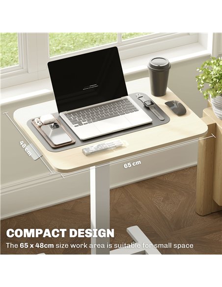 Vinsetto 68-108cm Height Adjustable Work Desk - Wood-Effect/White - pic 127016 | FastDaddyshop