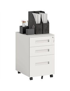 Vinsetto Metal Mobile File Cabinet with Wheels, Lockable 3 Drawer Filing Cabinet for A4, Legal, Letter, Under Desk Office Cabine