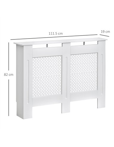 HOMCOM Wooden Radiator Cover Heating Cabinet Modern Home Furniture Grill Style White Painted (Medium)