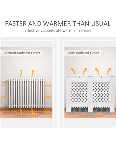 HOMCOM Wooden Radiator Cover Heating Cabinet Modern Home Furniture Grill Style White Painted (Medium)