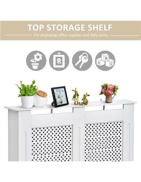 HOMCOM Wooden Radiator Cover Heating Cabinet Modern Home Furniture Grill Style White Painted (Medium) - pic 127042 | FastDaddyshop