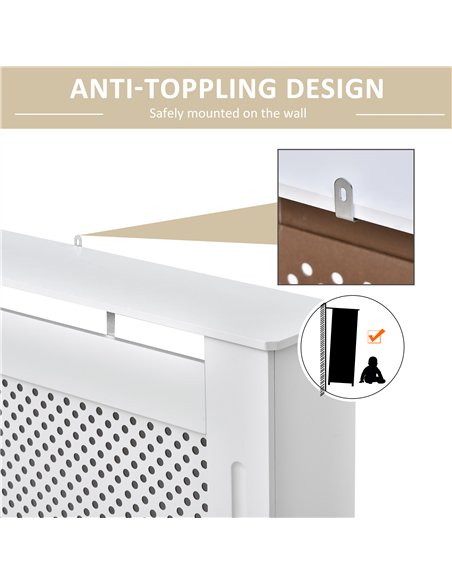 HOMCOM Wooden Radiator Cover Heating Cabinet Modern Home Furniture Grill Style White Painted (Medium) - pic 127043 | FastDaddyshop